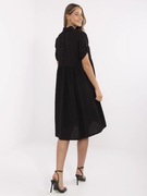 Czarna midi sukienka z guzikami na plecach