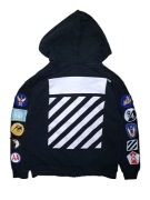 Czarna Bluza z kapturem off white haft retro Vintage nike adidas boxy