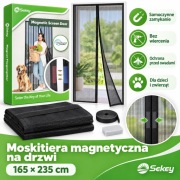Moskitiera magnetyczna Sekey 165x235 cm na drzwi czarna z magnesami