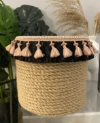 Doniczka osłonka na doniczkę boho frędzle handmade