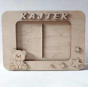 Ramka na zdjęcie drewniana z misiem dla dziecka