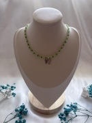 Zielony motylek Naszyjnik koralikowy z zawieszką