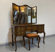 ORZECHOWA TOALETKA Z LUSTREM+ PUFA LUDWIK STAN BDB TRANSPORT CAŁA POLSKA 