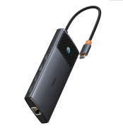 Hub USB-C Baseus Metal Gleam II 10w1 HDMI USB-A USB-C RJ45 SD/TF - szary