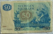 Szwecja 50 koron 1984 P# 53d.2 Gustaw III Holstein-Gottorp i Karol Linneusz