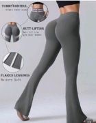 spodnie leginsy flare bezszwowe do jogi bezszwowe, unoszące pośladki