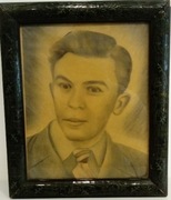 Portret przodka w ramce lata 20/30/40 XX w. ołówek - oryginał