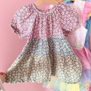 Sukienka Zara 98 kwiaty kwiatki floral rozkloszowana bufki kolorowa 