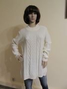 WOOLOVERS długi kremowy sweter wełniany damski 100% wełna _ L