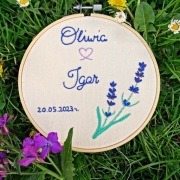 Personalizowany HAFT lawenda Prezent Ślub Rocznica