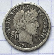 01448 USA 10 centów DIME 1914 srebro ladna  
