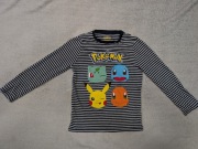 Szara kolorowa bluzka z długim rękawem w pasy paski Pokemon C&A 140