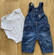New Facts baby jeansowe spodnie + body 0-3m, ok. 62 cm 2 szt. fajny zestaw