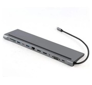 Stacja dokująca USB C z podwójnym adapterem HDMI do monitora 12 w 1