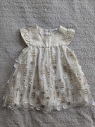 Złota elegancka tiulowa sukienka w kwiaty kwiatki 3d Max 74 - 80 jak nowa