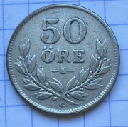 01348 Szwecja 50 ore 1928 srebro ładna 