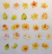 50szt naklejek kwiaty żółty zielony scrapbooking