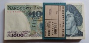 1000 zł Kopernik 1982 seria KC paczka banknotów PRL