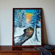 Obraz olejny na płótnie  „Cisza zimowego zmierzchu”