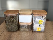Zestaw pojemników do przechowywania 4 szt z pokrywką bambusową tworzywo