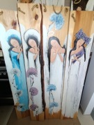 Anioły malowane na sosnowych deskach 