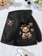 Welurowa czarna bluza miś aplikacja tył wygoda styl r. 104