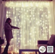Kurtyna świetlna na baterie 3x3m ciepła biel dekoracja choinkowa girlanda