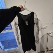 Nowa Czarna sukienka s 36 la crème brokat 