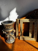 Cherubiny mosiądz puchar + 2 ramki cynowe złocone