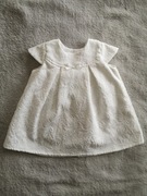 Biała ecru elegancka haftowana sukienka do chrztu 56 - 62 jak nowa