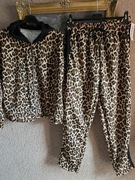 Komplet damski dresowy dres wzór panterka czarny lampas