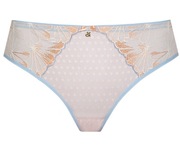 Brazyliany haftowane, figi Samanta M300, L, pudrowe kolory, majtki, tanga