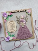 Ramka urodzinowa makrama prezent urodzinowy aniołek