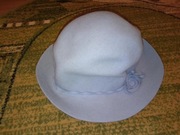 Kapelusz damski z rondem z wełny filcowej 56cm błękitny PRL vintage