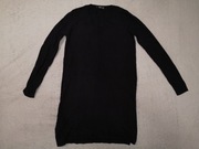 Czarny długi elegancki sweter w serek Mango 36 jak nowy