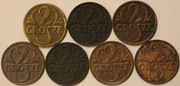2 GR GROSZE 1923 1925 1927 1928 1931 1932 i 1933  ZESTAW 7 SZTUK 