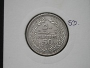 Liban 50 piastrów 1952 - drzewo cedrowe - srebro