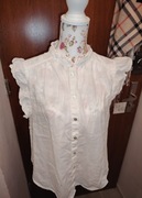 Bluzka lniana elegancka retro stójka H&M len L