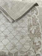 Klasyczny żakardowy komplet duży obrus i serwetki 100% len, nowy 245x170 