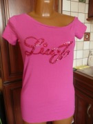 bluzka t-shirt LIU JO M róż koraliki s/m 36/38