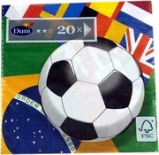 SERWETKI PAPIEROWE - PIŁKA NOŻNA I FLAGI - 33X33 CM - 20 SZTUK - DUNI