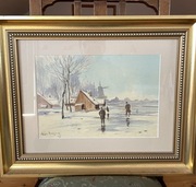 Akwarela Pejzaż syg na zdjęciu