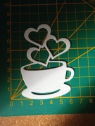 Scrapki filiżanka, serduszka zestaw 2szt.