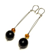 Fiolekart - Kolczyki, biżuteria artystyczna - Bursztyn, Onyks 