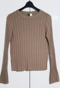 Sweter Prążkowany Z Rozporkami Beżowy H&M |R. M