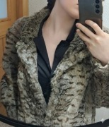 Długi płaszcz z naturalnego futra królika Rex (styl szynszyla) – futro 38/M