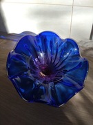 Szklana patera Bohemia kobaltowa styl Murano 