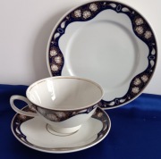 TRIO ZESTAW ŚNIADANIOWY PORCELANA LETTIN ECHT KOBALT