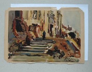 Warszawa. Wejście do kościoła Sw.Krzyża ( 11,5 x 16,2 cm )