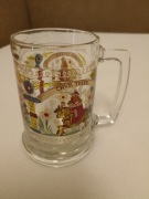 stary niemiecki kufel ozdobny, kolorowy, motyw króla na koniu